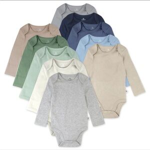 Honest baby, 10 pack organic cotton long sleeve bodysuits blue sunrise